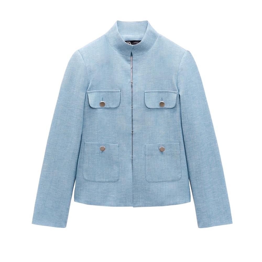 ZARA HIGH COLLAR BLUE BLAZER